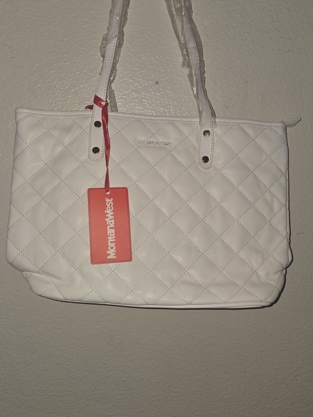 Montana West White Quilted Tote with Tag